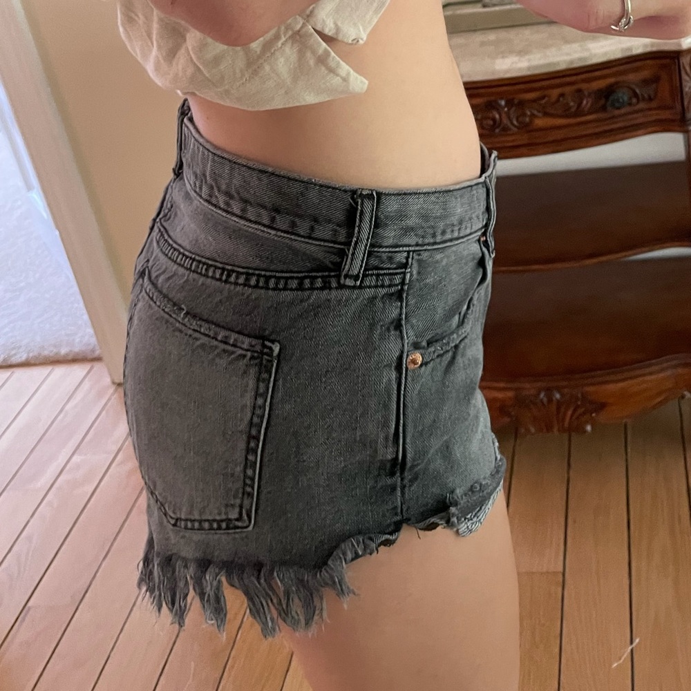 Black / grey denim shorts